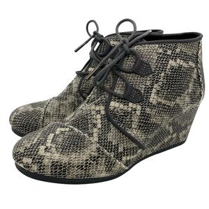 Toms Womens Kala Snakeskin Print Wedges Ankle Booties